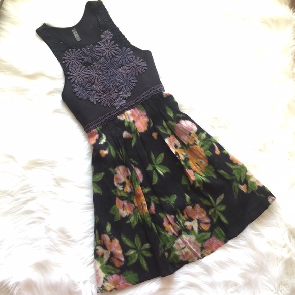 Free People Embroidered Mixed Fabric Boho Dress - Picture 4 of 8